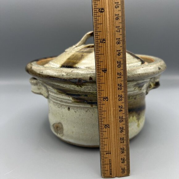 Vtg Studio Art Pottery Lidded 1Qt Casserole w/ Handles Crock Earthy Hygge - Picture 10 of 16